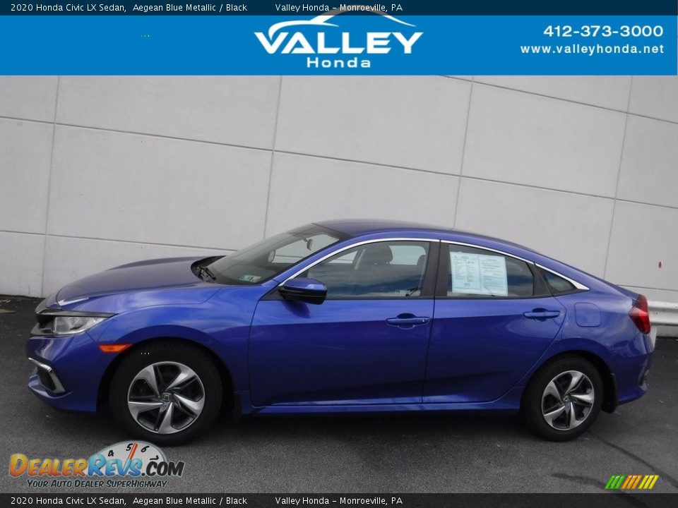 2020 Honda Civic LX Sedan Aegean Blue Metallic / Black Photo #2