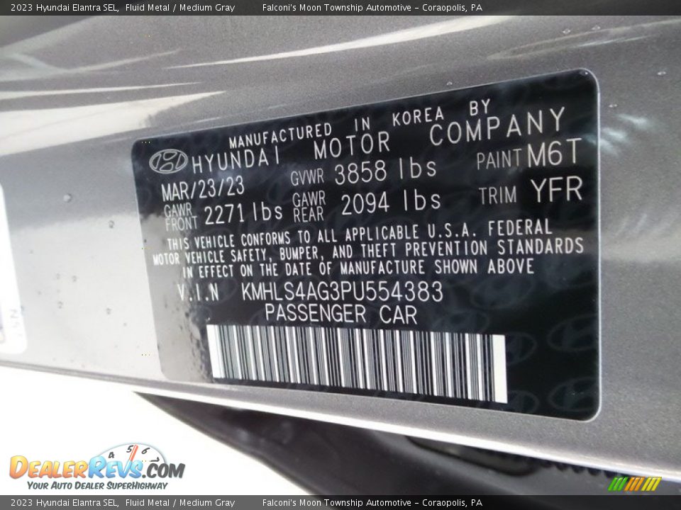 2023 Hyundai Elantra SEL Fluid Metal / Medium Gray Photo #18