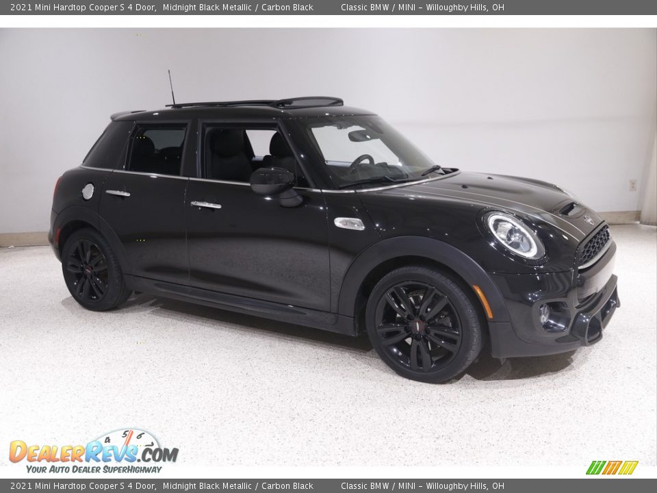 2021 Mini Hardtop Cooper S 4 Door Midnight Black Metallic / Carbon Black Photo #1