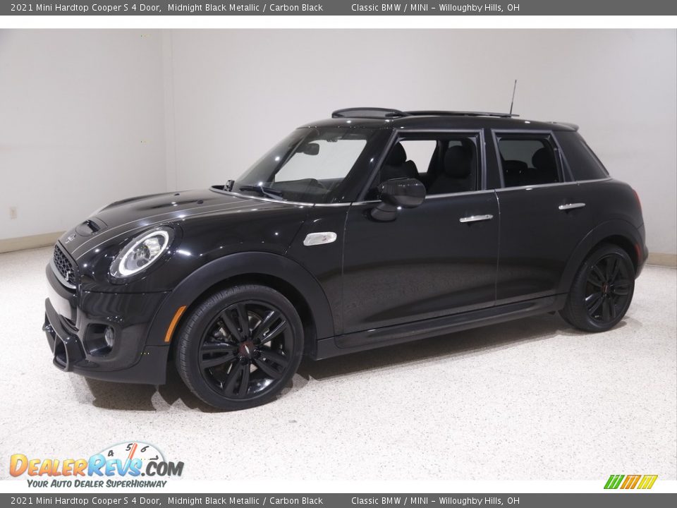 2021 Mini Hardtop Cooper S 4 Door Midnight Black Metallic / Carbon Black Photo #3