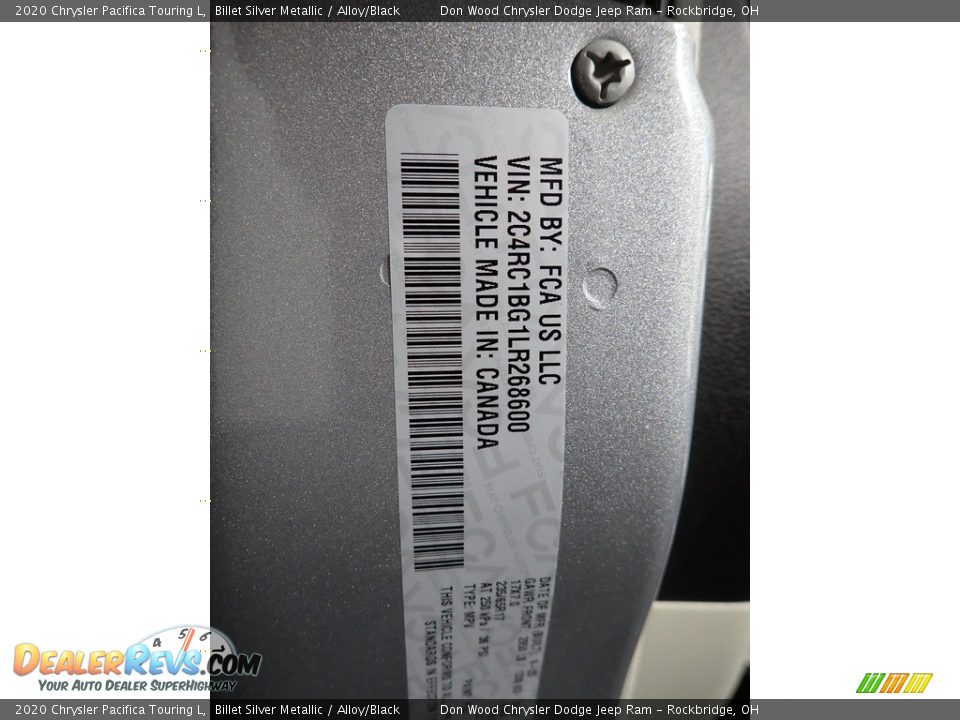 2020 Chrysler Pacifica Touring L Billet Silver Metallic / Alloy/Black Photo #35