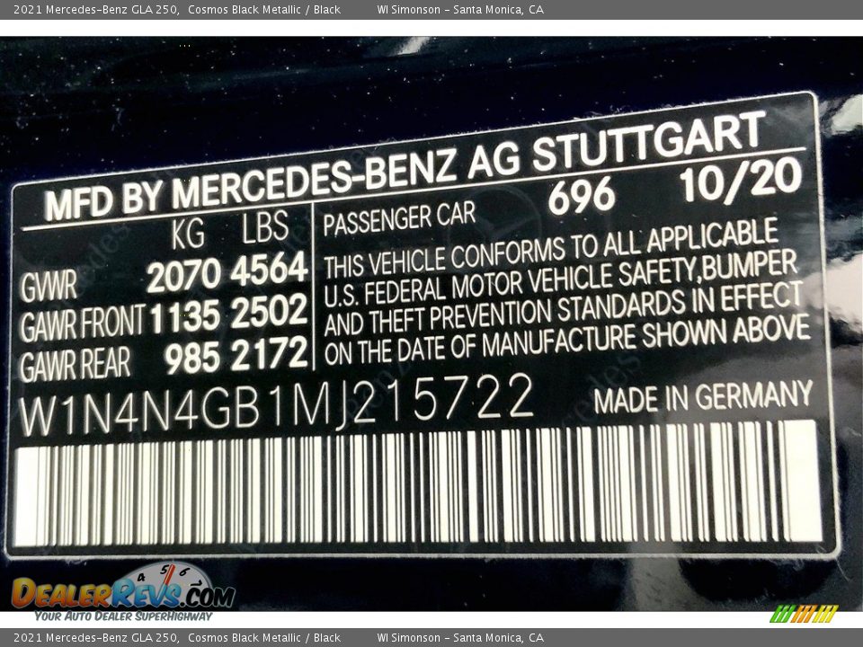 2021 Mercedes-Benz GLA 250 Cosmos Black Metallic / Black Photo #33
