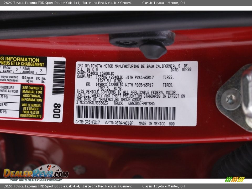 2020 Toyota Tacoma TRD Sport Double Cab 4x4 Barcelona Red Metallic / Cement Photo #20