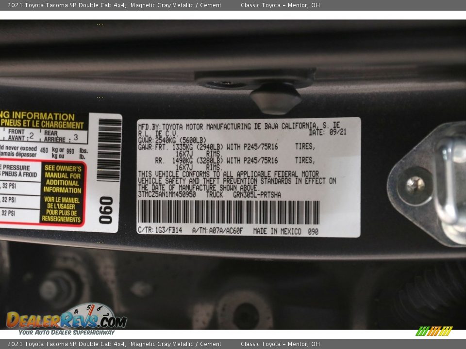 2021 Toyota Tacoma SR Double Cab 4x4 Magnetic Gray Metallic / Cement Photo #20