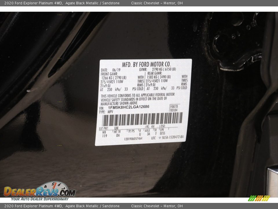 2020 Ford Explorer Platinum 4WD Agate Black Metallic / Sandstone Photo #24
