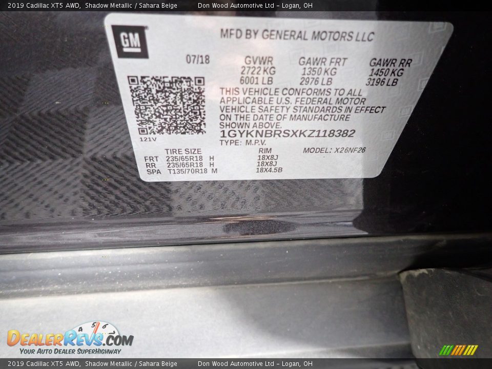 2019 Cadillac XT5 AWD Shadow Metallic / Sahara Beige Photo #32