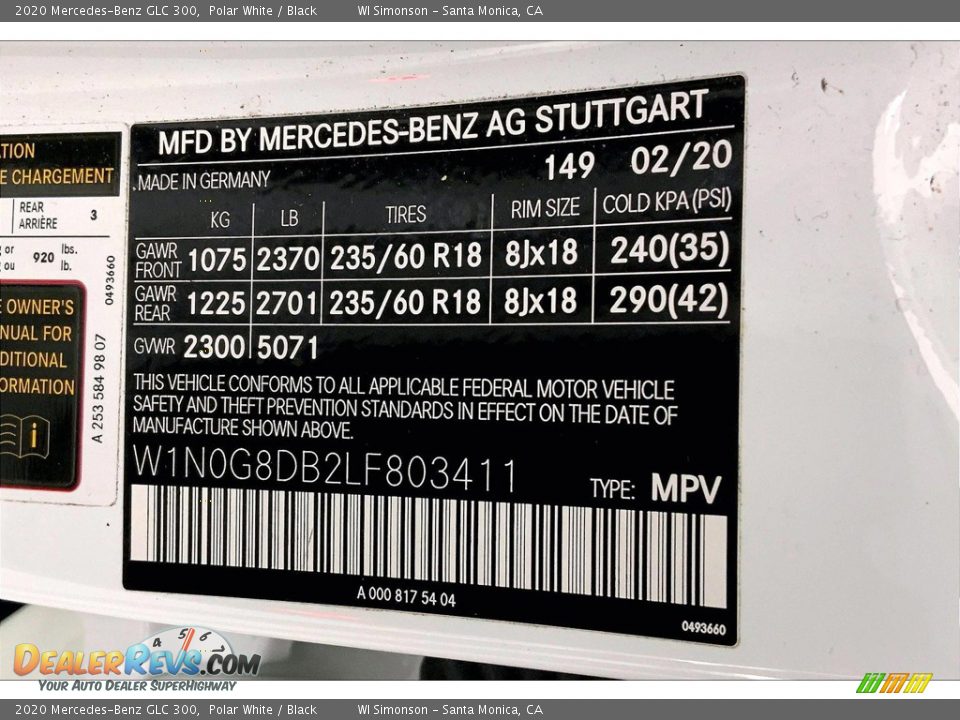 2020 Mercedes-Benz GLC 300 Polar White / Black Photo #33