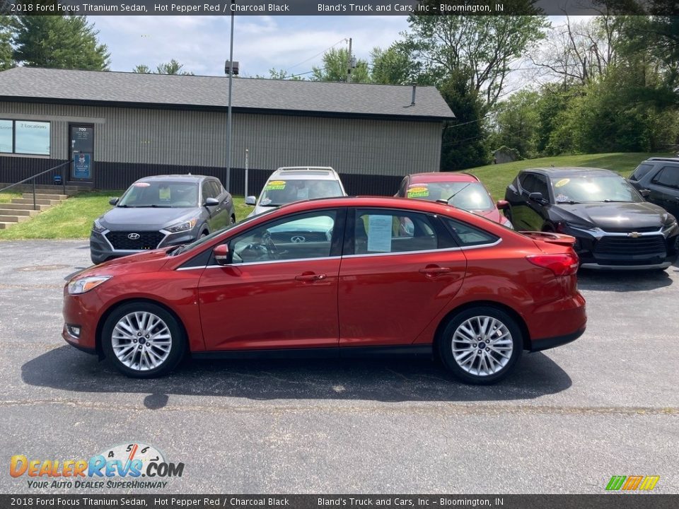 2018 Ford Focus Titanium Sedan Hot Pepper Red / Charcoal Black Photo #1