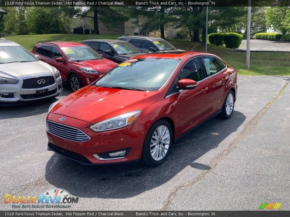 2018 Ford Focus Titanium Sedan Hot Pepper Red / Charcoal Black Photo #2