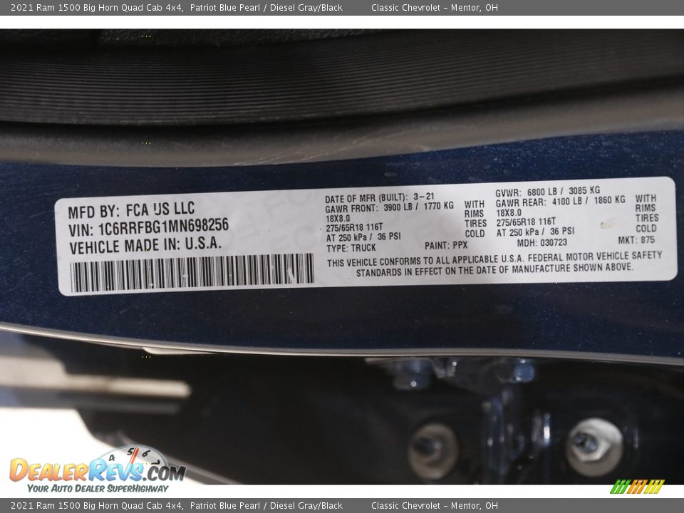 2021 Ram 1500 Big Horn Quad Cab 4x4 Patriot Blue Pearl / Diesel Gray/Black Photo #21