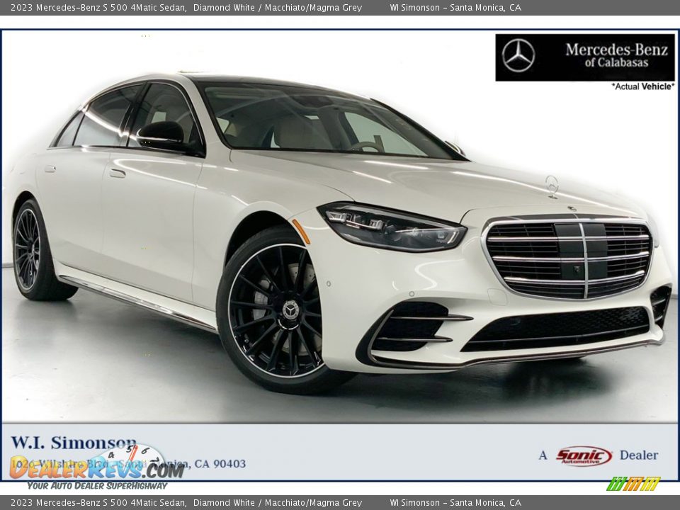 2023 Mercedes-Benz S 500 4Matic Sedan Diamond White / Macchiato/Magma Grey Photo #1