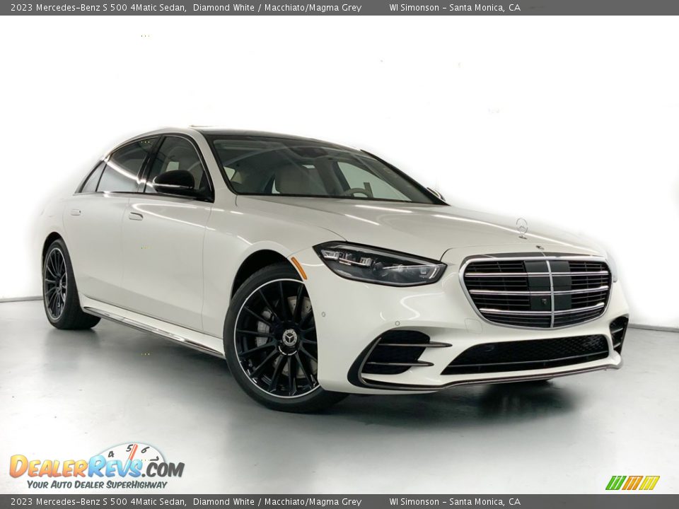 2023 Mercedes-Benz S 500 4Matic Sedan Diamond White / Macchiato/Magma Grey Photo #2