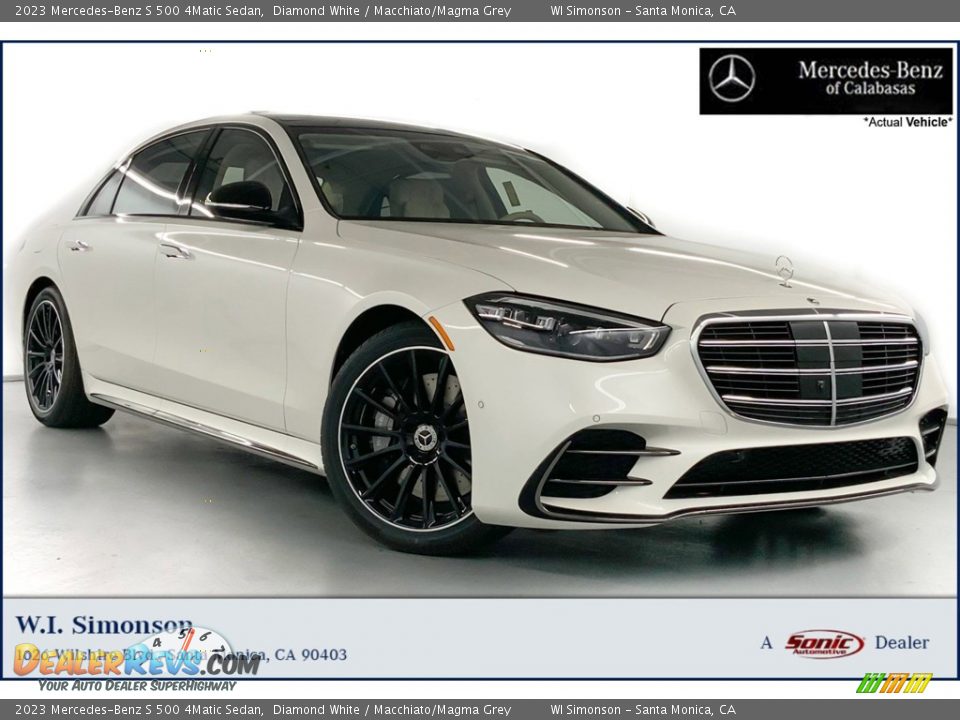 2023 Mercedes-Benz S 500 4Matic Sedan Diamond White / Macchiato/Magma Grey Photo #1