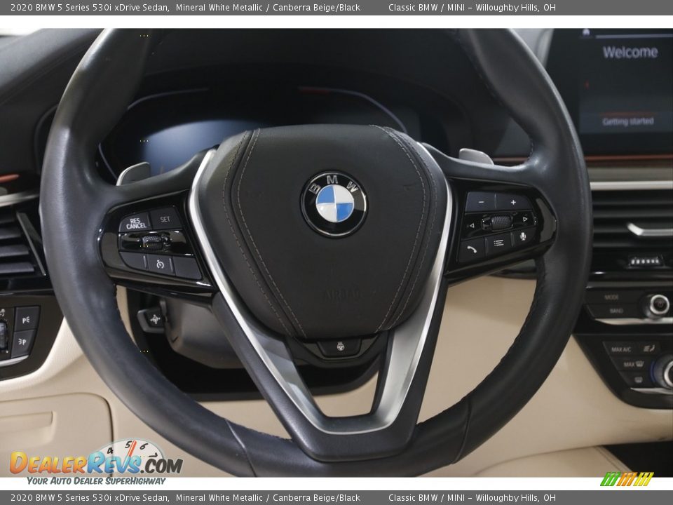 2020 BMW 5 Series 530i xDrive Sedan Mineral White Metallic / Canberra Beige/Black Photo #7