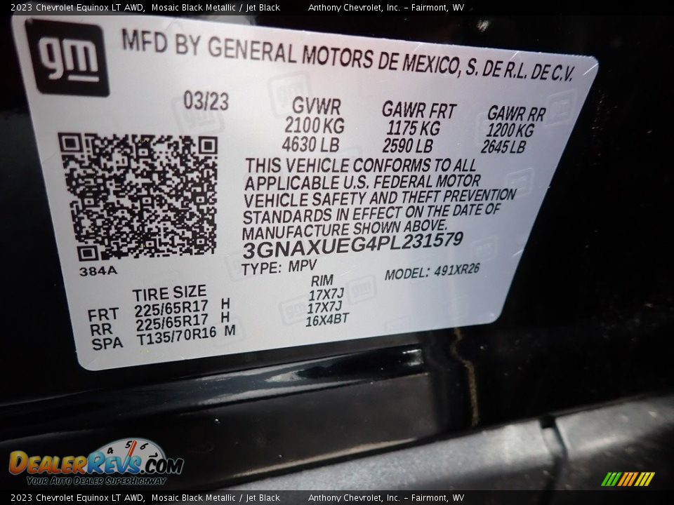 2023 Chevrolet Equinox LT AWD Mosaic Black Metallic / Jet Black Photo #15