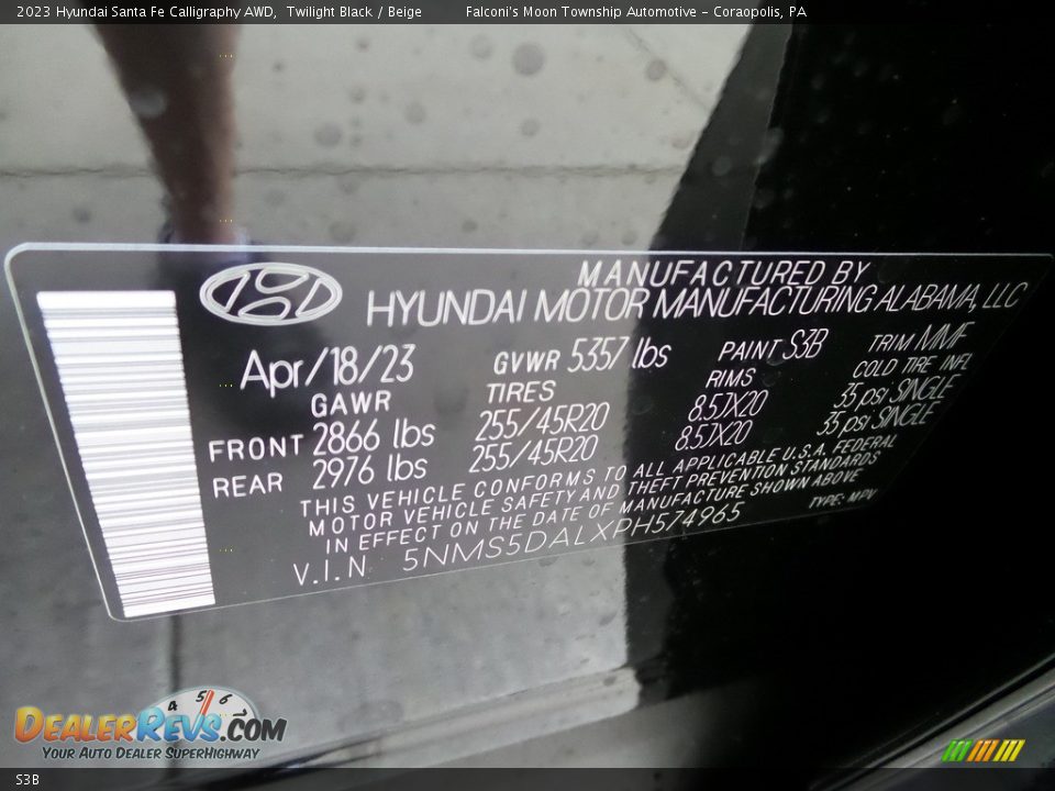 Hyundai Color Code S3B Twilight Black