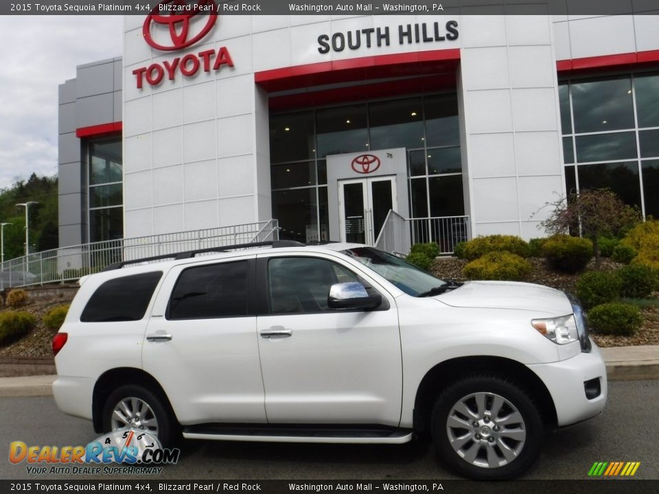 2015 Toyota Sequoia Platinum 4x4 Blizzard Pearl / Red Rock Photo #1