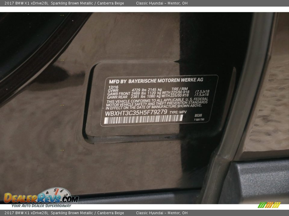 2017 BMW X1 xDrive28i Sparkling Brown Metallic / Canberra Beige Photo #23