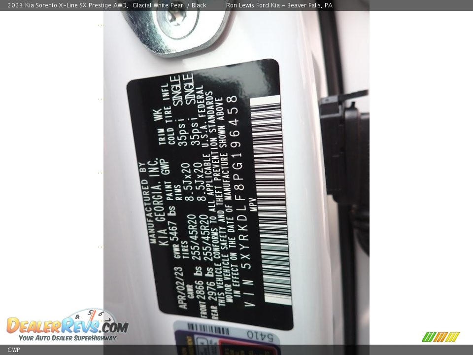 Kia Color Code GWP Glacial White Pearl