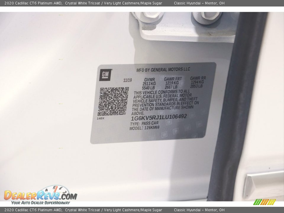 2020 Cadillac CT6 Platinum AWD Crystal White Tricoat / Very Light Cashmere/Maple Sugar Photo #26