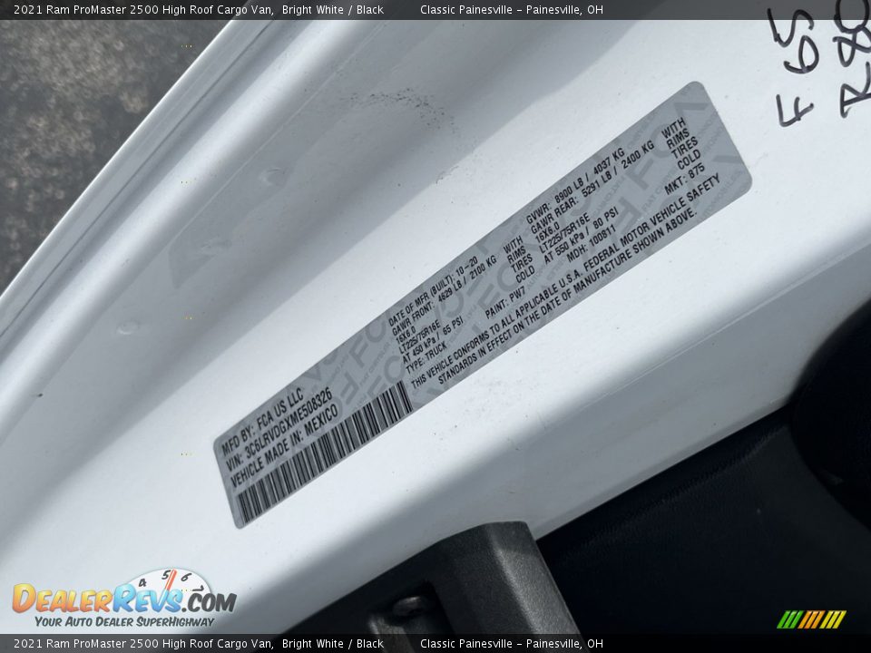 2021 Ram ProMaster 2500 High Roof Cargo Van Bright White / Black Photo #30