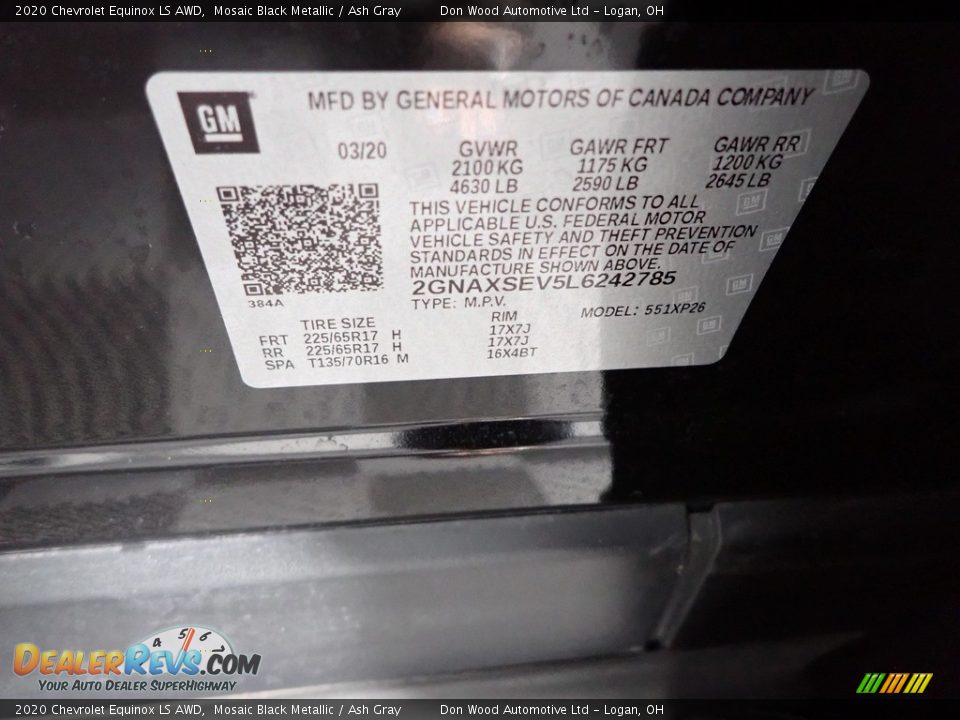 2020 Chevrolet Equinox LS AWD Mosaic Black Metallic / Ash Gray Photo #31