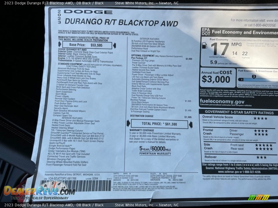 2023 Dodge Durango R/T Blacktop AWD Window Sticker Photo #31