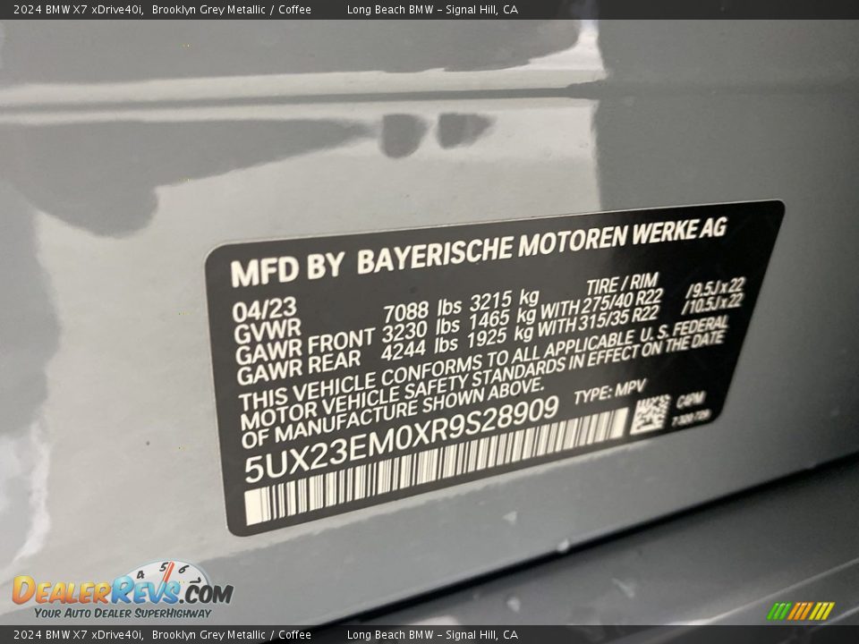 2024 BMW X7 xDrive40i Brooklyn Grey Metallic / Coffee Photo #26