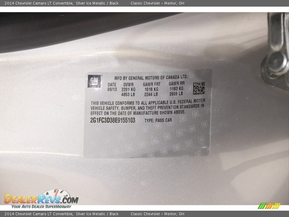 2014 Chevrolet Camaro LT Convertible Silver Ice Metallic / Black Photo #21
