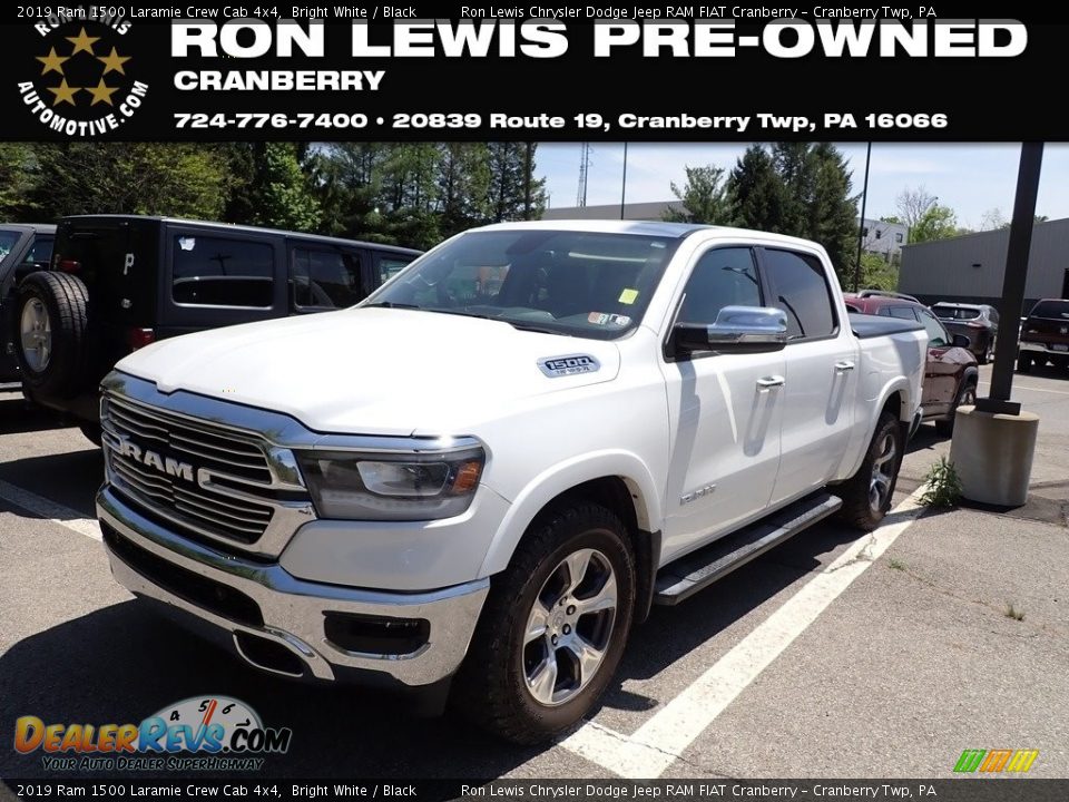 2019 Ram 1500 Laramie Crew Cab 4x4 Bright White / Black Photo #1