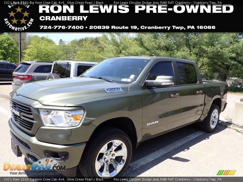 2021 Ram 1500 Big Horn Crew Cab 4x4 Olive Green Pearl / Black Photo #1