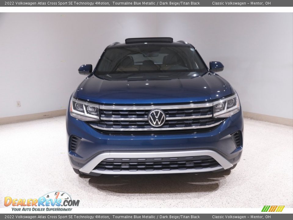 2022 Volkswagen Atlas Cross Sport SE Technology 4Motion Tourmaline Blue Metallic / Dark Beige/Titan Black Photo #2