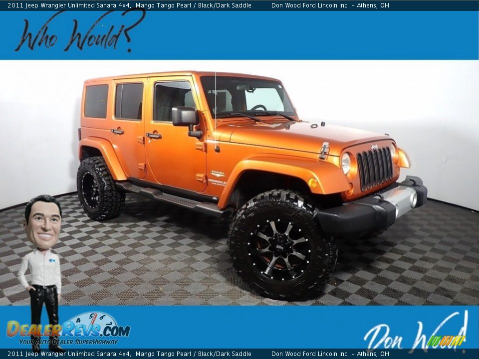 2011 Jeep Wrangler Unlimited Sahara 4x4 Mango Tango Pearl / Black/Dark Saddle Photo #1