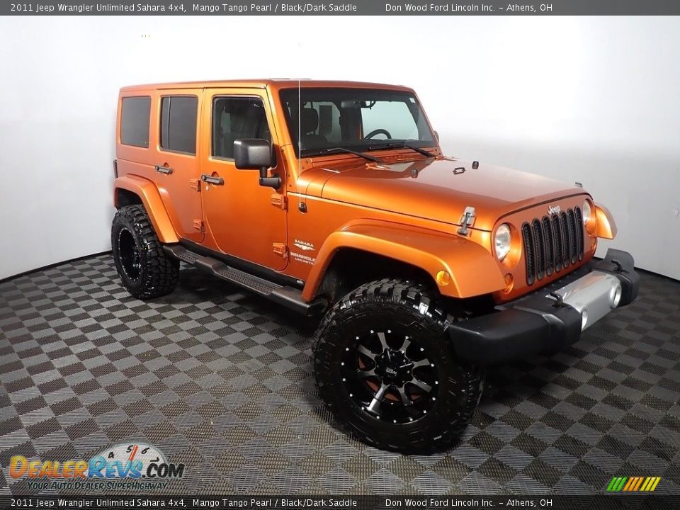 2011 Jeep Wrangler Unlimited Sahara 4x4 Mango Tango Pearl / Black/Dark Saddle Photo #3