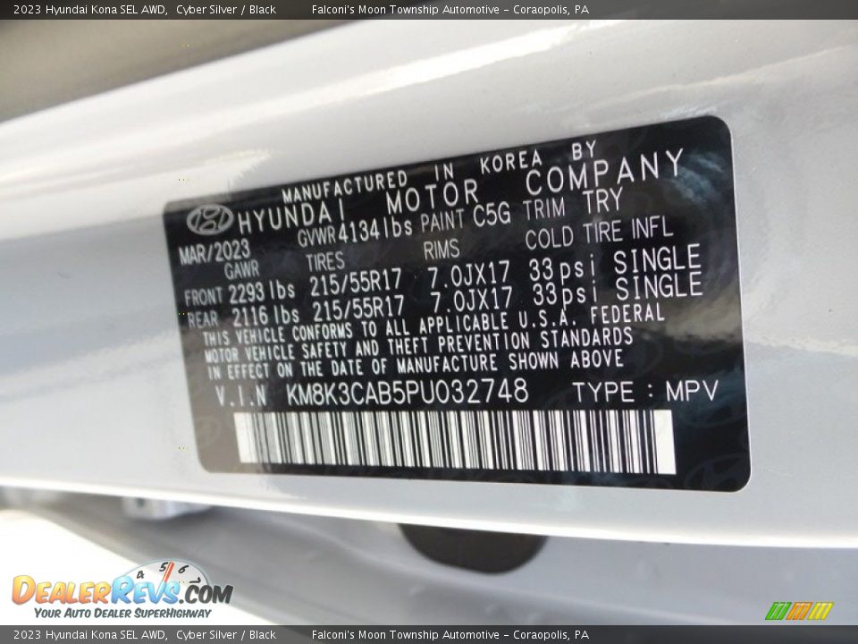 2023 Hyundai Kona SEL AWD Cyber Silver / Black Photo #18