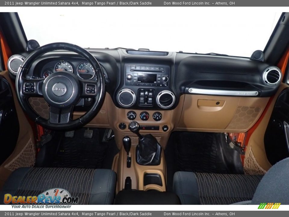 2011 Jeep Wrangler Unlimited Sahara 4x4 Mango Tango Pearl / Black/Dark Saddle Photo #16