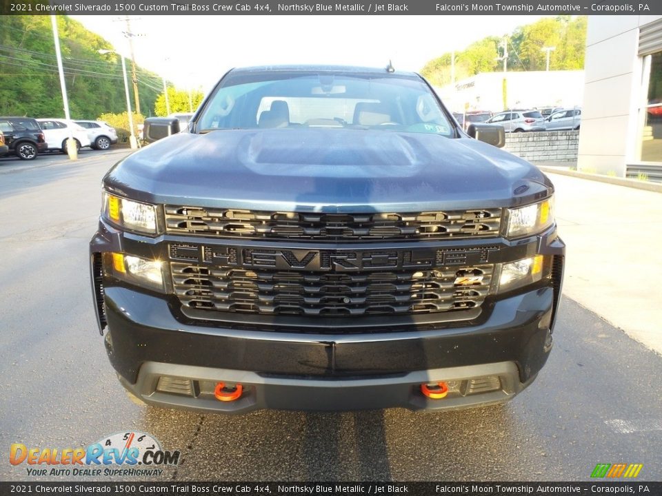 2021 Chevrolet Silverado 1500 Custom Trail Boss Crew Cab 4x4 Northsky Blue Metallic / Jet Black Photo #7