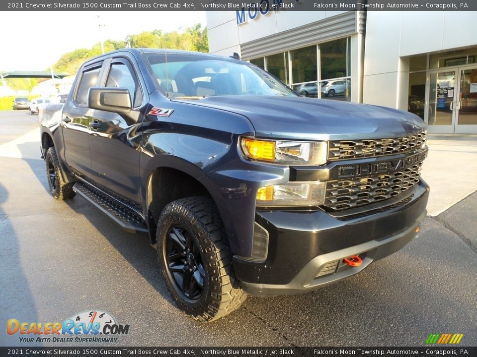 2021 Chevrolet Silverado 1500 Custom Trail Boss Crew Cab 4x4 Northsky Blue Metallic / Jet Black Photo #8