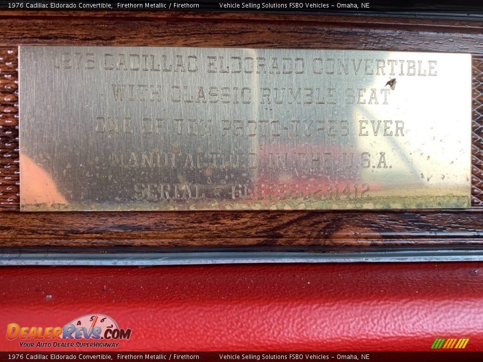 Info Tag of 1976 Cadillac Eldorado Convertible Photo #11