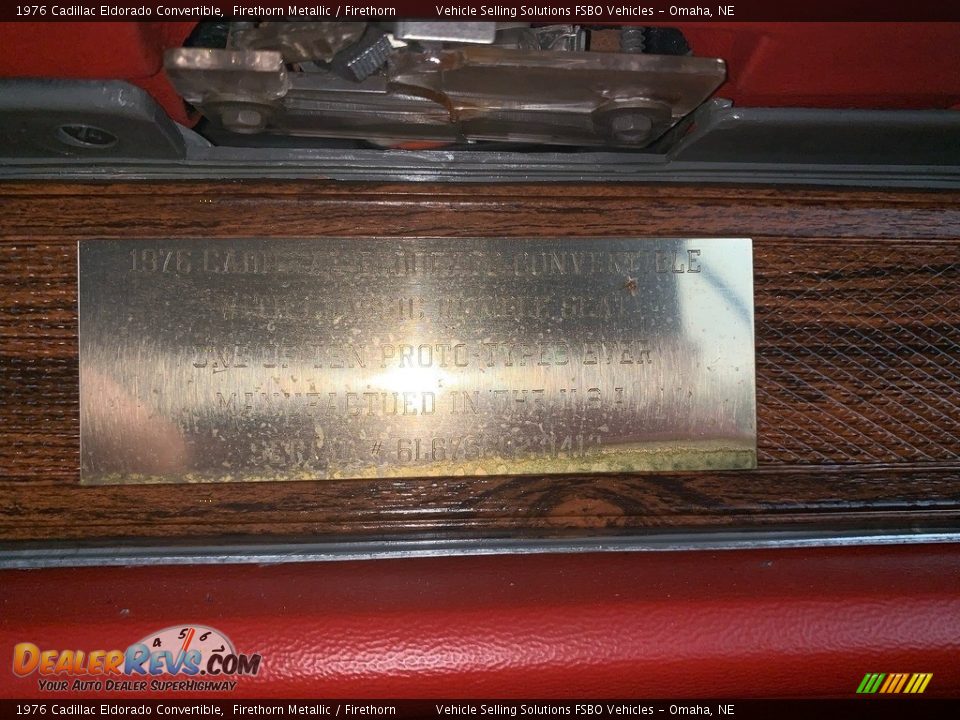 Info Tag of 1976 Cadillac Eldorado Convertible Photo #12
