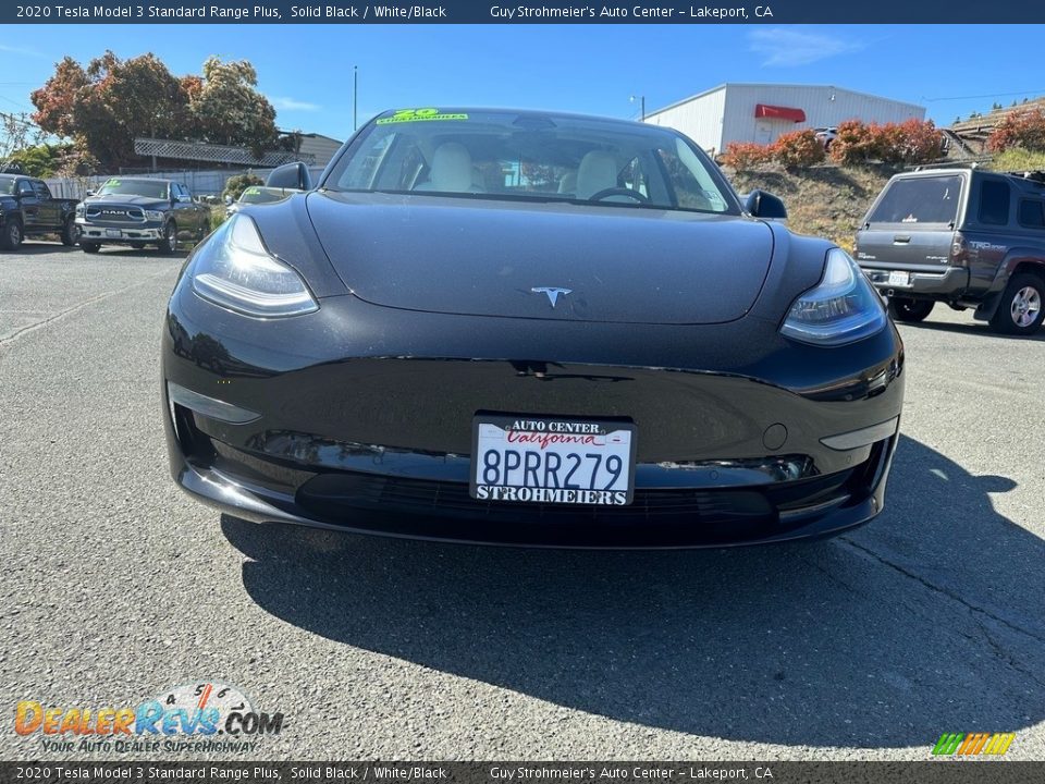 2020 Tesla Model 3 Standard Range Plus Solid Black / White/Black Photo #2