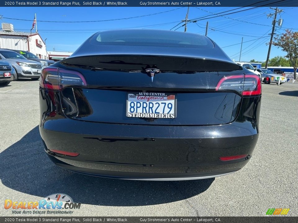 2020 Tesla Model 3 Standard Range Plus Solid Black / White/Black Photo #5