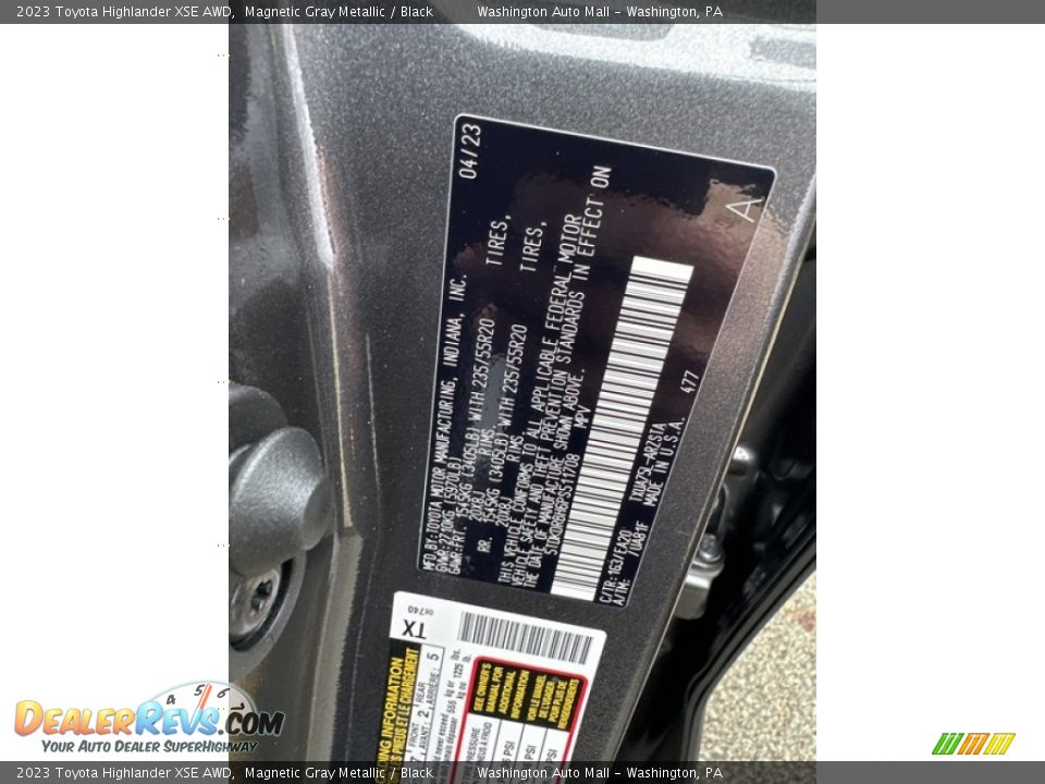 2023 Toyota Highlander XSE AWD Magnetic Gray Metallic / Black Photo #27