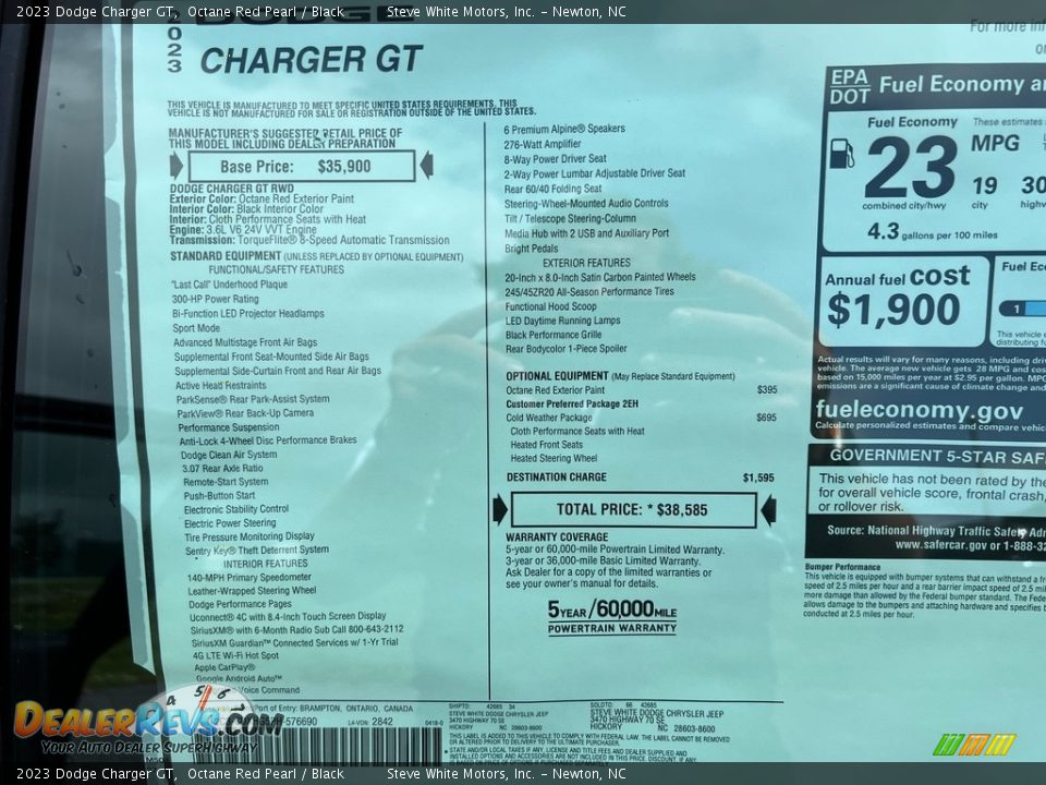 2023 Dodge Charger GT Window Sticker Photo #27