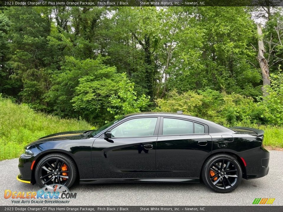 Pitch Black 2023 Dodge Charger GT Plus Hemi Orange Package Photo #1