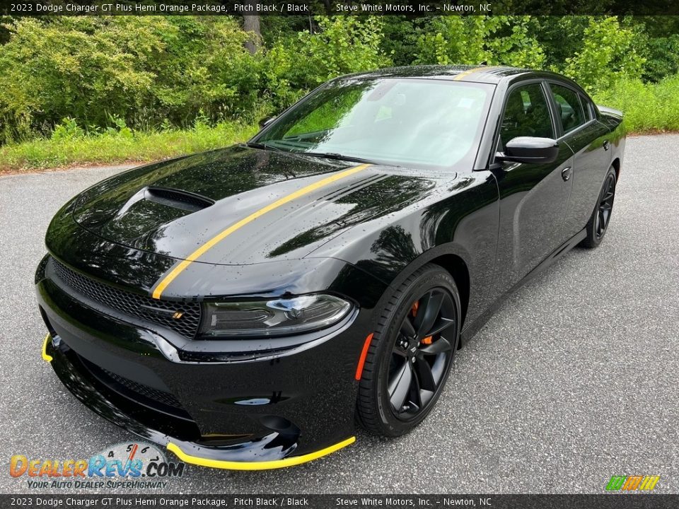 Front 3/4 View of 2023 Dodge Charger GT Plus Hemi Orange Package Photo #2