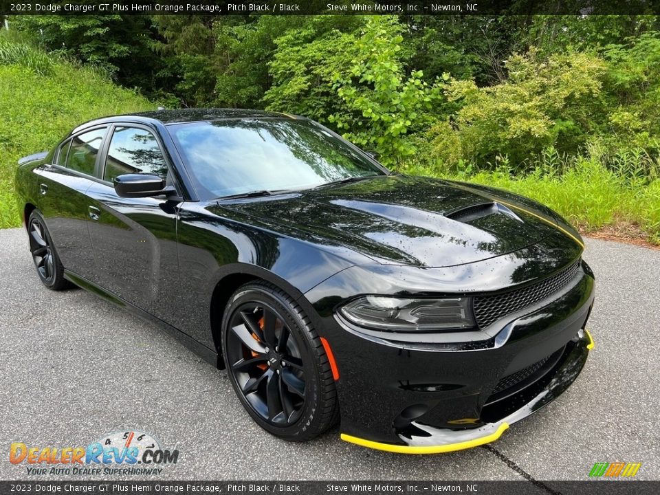 Front 3/4 View of 2023 Dodge Charger GT Plus Hemi Orange Package Photo #4