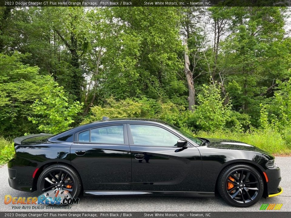 Pitch Black 2023 Dodge Charger GT Plus Hemi Orange Package Photo #5