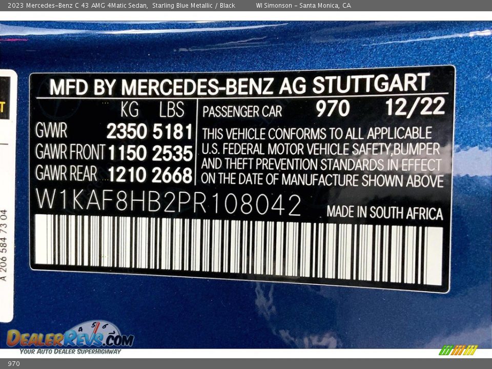 Mercedes-Benz Color Code 970 Starling Blue Metallic