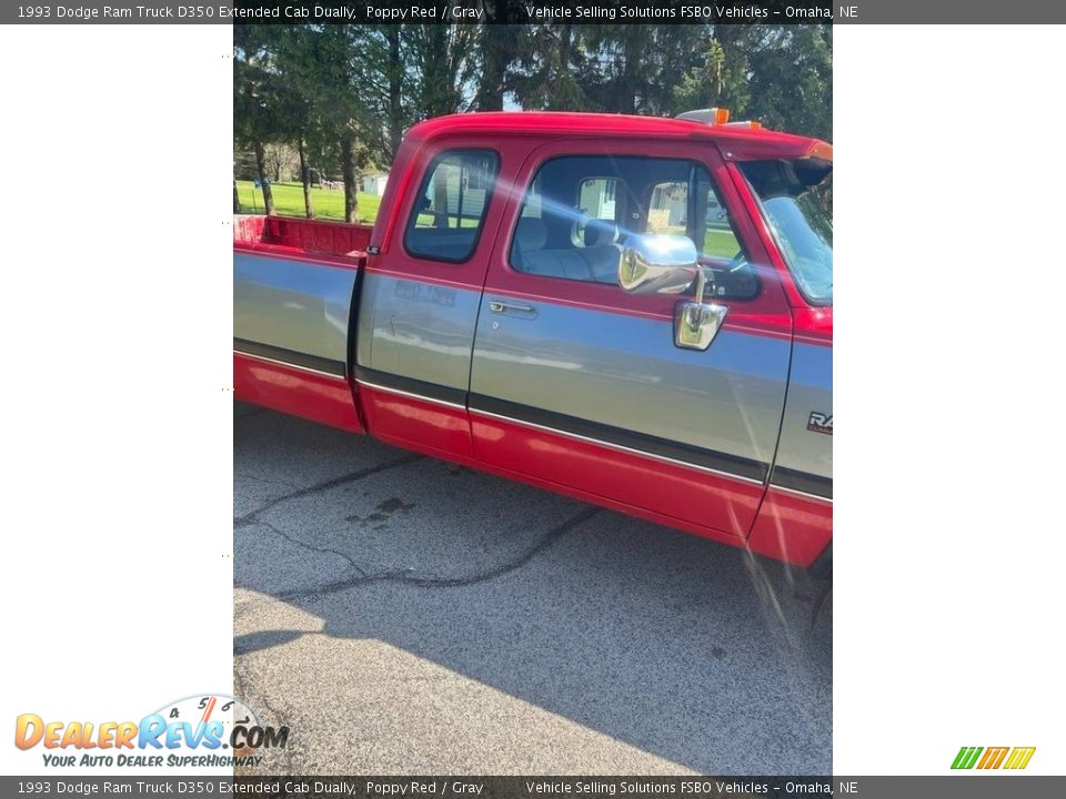 1993 Dodge Ram Truck D350 Extended Cab Dually Poppy Red / Gray Photo #3